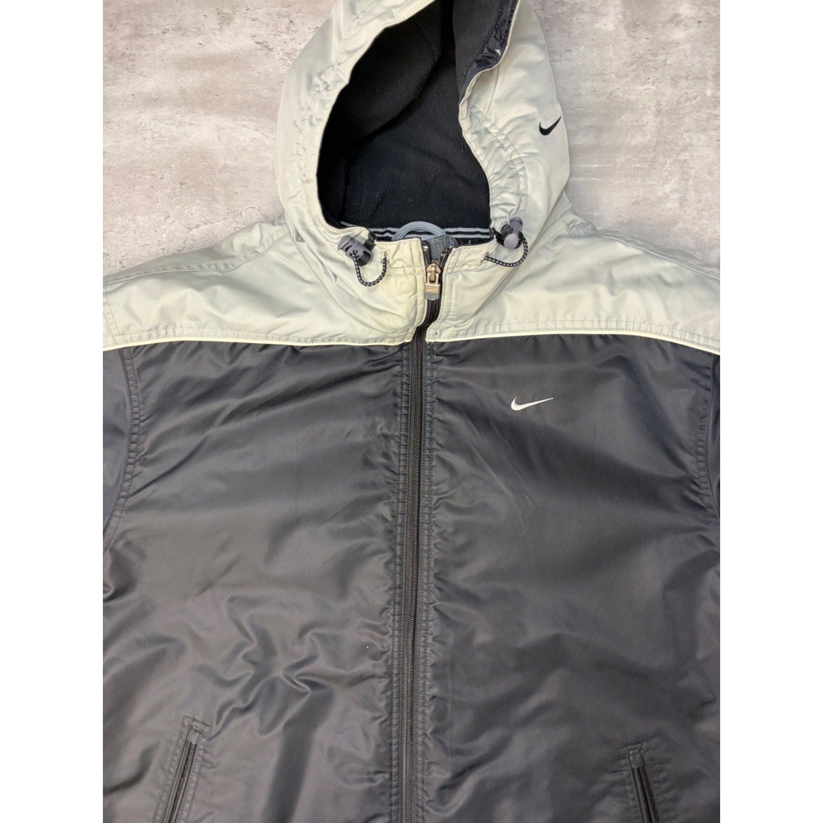 Vintage Nike Embroidered Mini Swoosh Insulated Hooded Full Zip Jacket Size Large