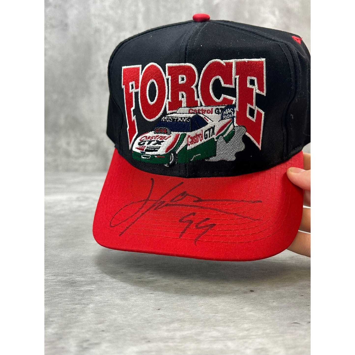Vintage 90s John Force Castrol GTX Racing Embroidered Snapback Hat OSFA