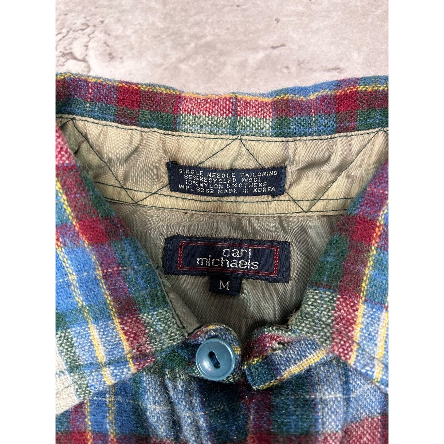 Vintage 90s Carl Michaels Plaid Double Pocket Long Sleeve Button Up Shirt Medium