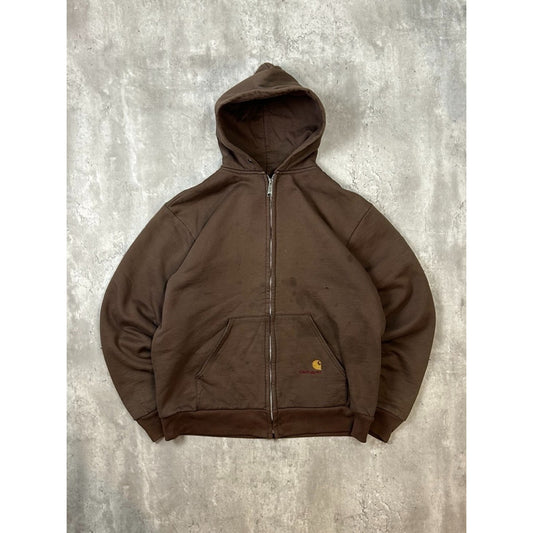 Vintage 90s Carhartt Thermal Lined Full Zip Hooded Workwear Sweatshirt Size XL