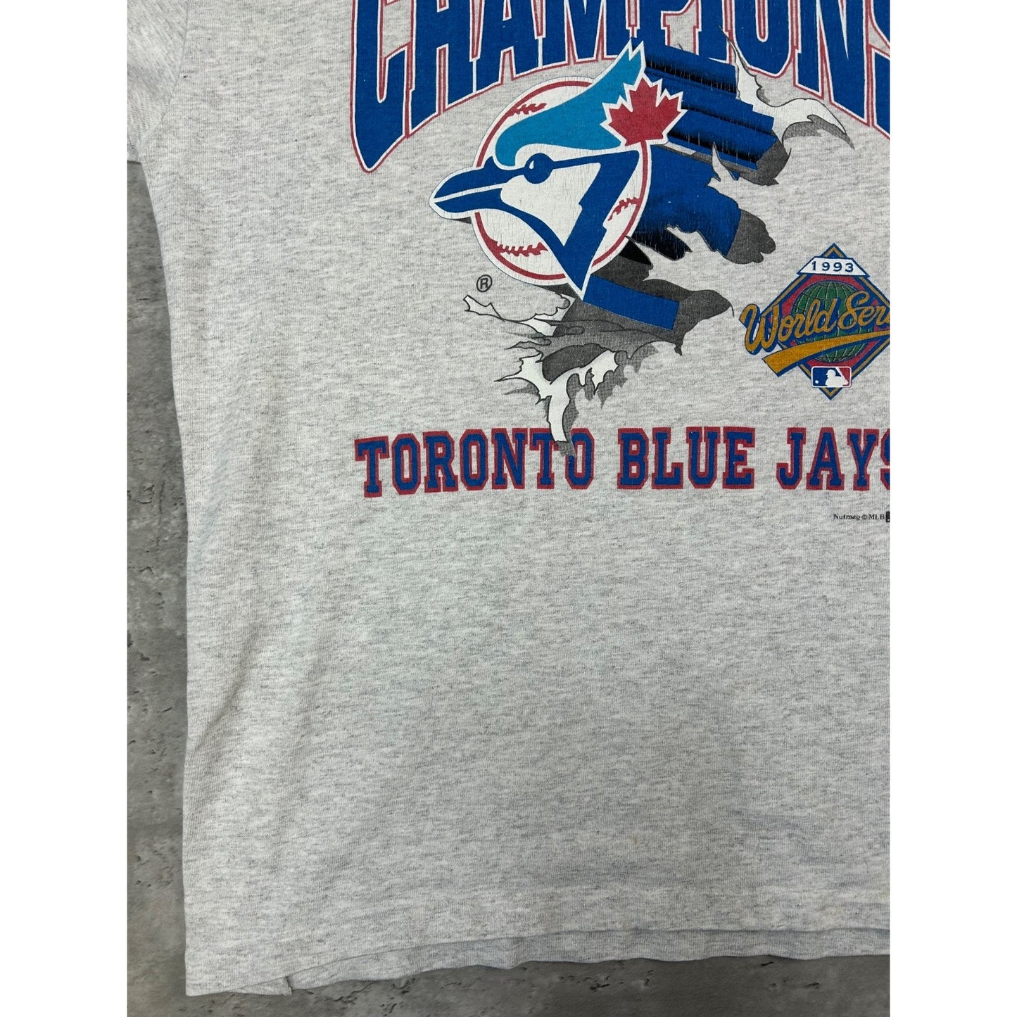 Vintage 1993 Toronto Blue Jays MLB World Series Champs Chest Buster T-Shirt XL
