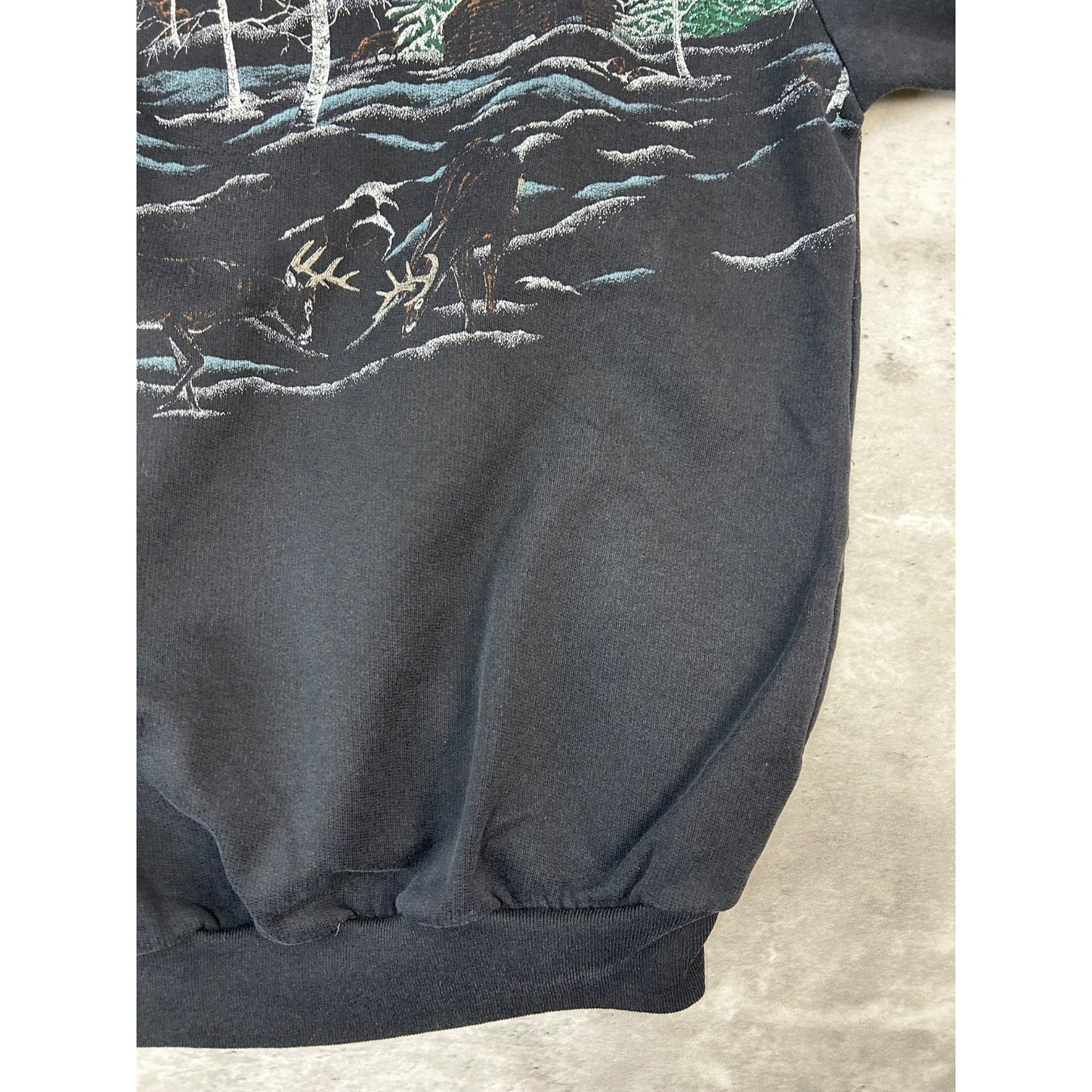 Vintage 90s Deer Nature All Over Print Collared Animal Sweatshirt Size Large