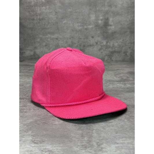 Vintage 80s/90s Blank Corduroy Neon Pink Snapback Hat OSFA