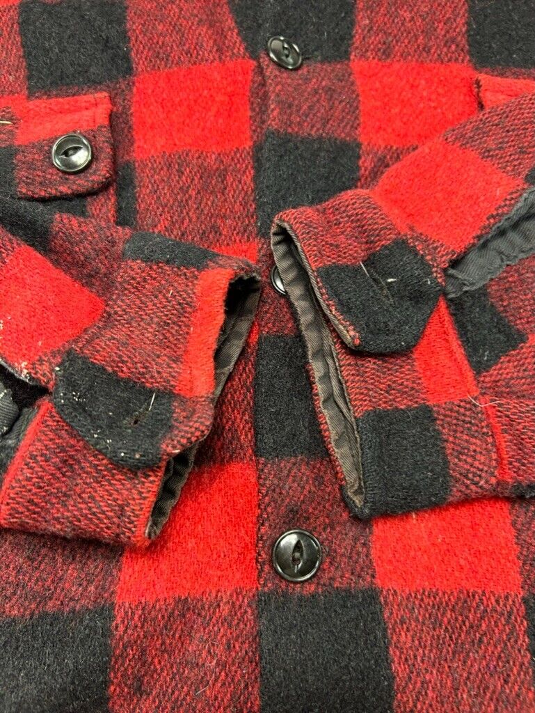 Vintage 70s Humphrey Buffalo Plaid Double Pocket Button Up Shirt Size Large