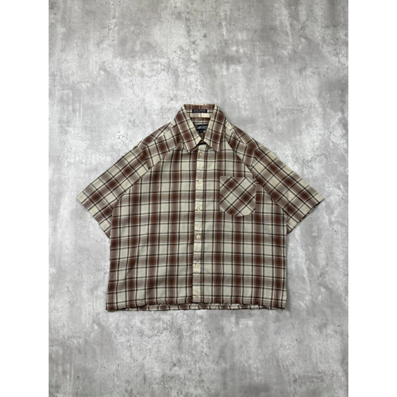 Vintage Townsley Single Pocket Reworked Cropped Button Up Shirt Size Medium