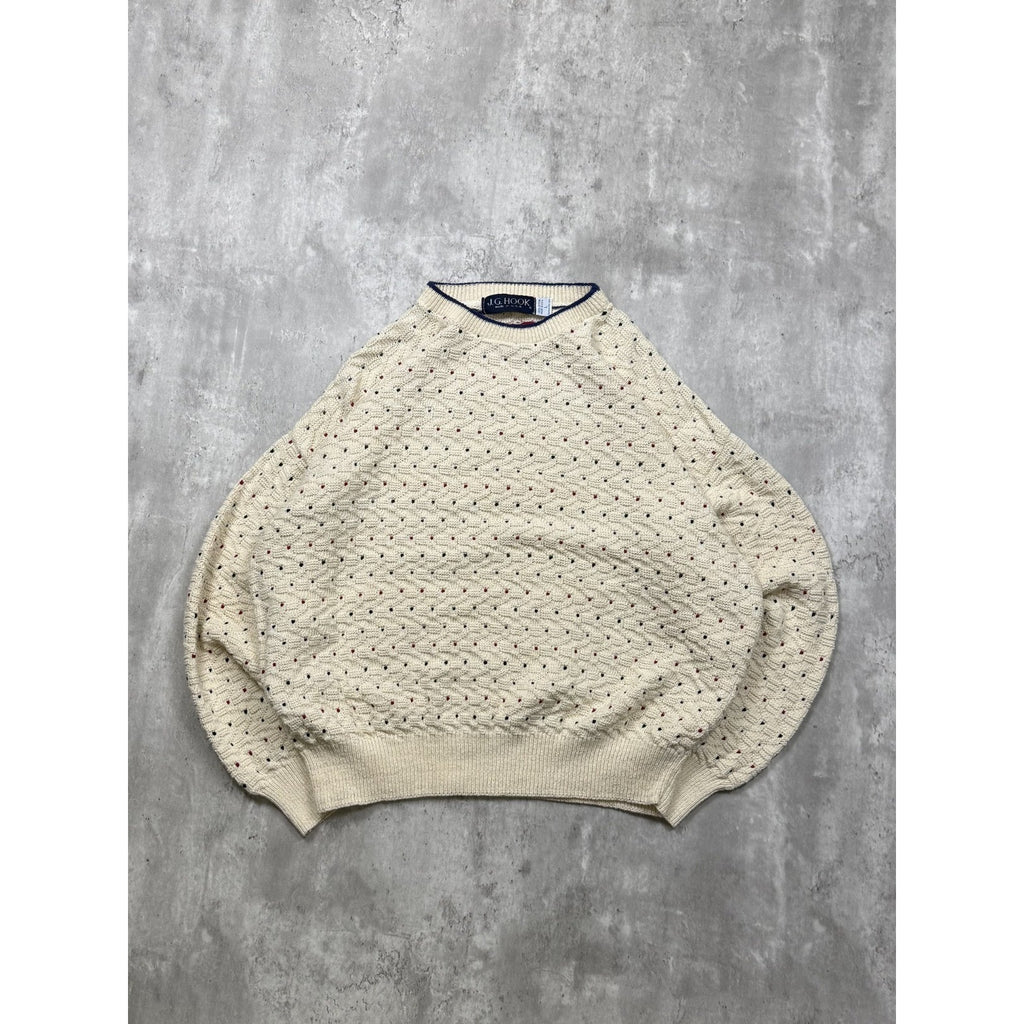 Vintage J.G. Hook Polka Dot Textured Knit Sweater Size Large