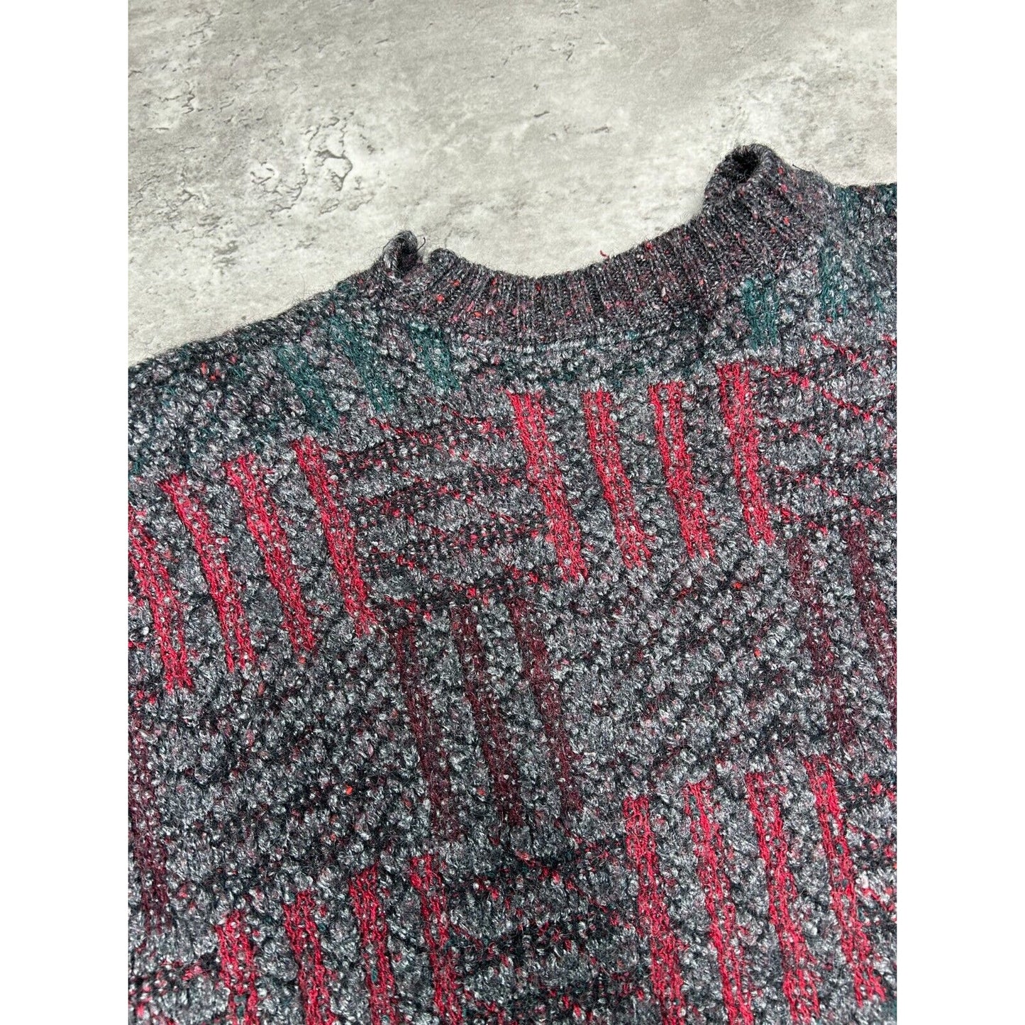 Vintage 90s Crossings Abstract Print Heavy Knit Pull Over Sweater Size XL