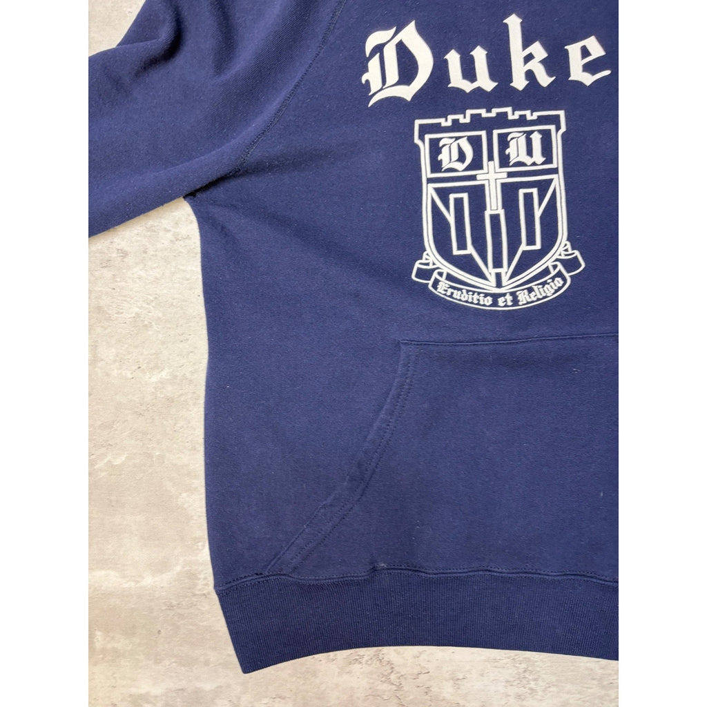 80s/90s Duke University Collegiate Crest Graphic Hooded Sweatshirt Size Large