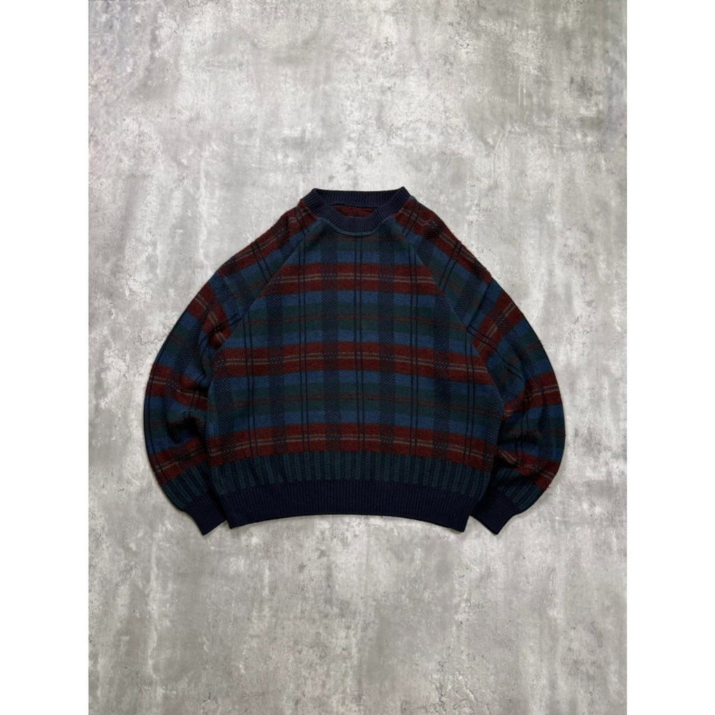 Vintage 90s Plaid Print Pullover Knit Sweater Size 2XL