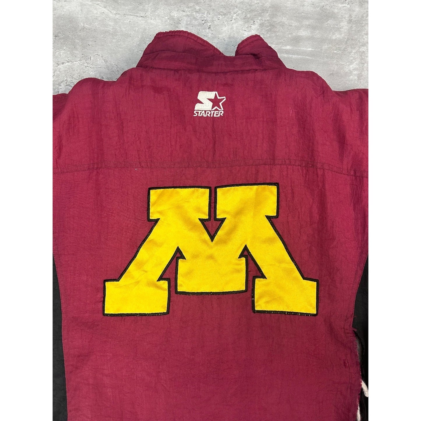 Vintage 90s Minnesota Gophers NCAA Insulated 1/2 Zip Starter Jacket Size Large
