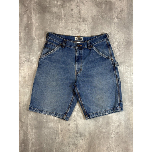 Vintage Route 66 Medium Wash Denim Workwear Carpenter Shorts Size 36 Blue