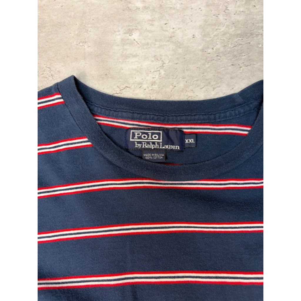 Vintage Polo Ralph Lauren Embroidered Pony Striped T-Shirt Size 2XL