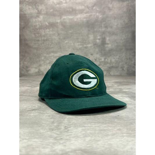 Vintage 90s Green Bay Packers NFL Embroidered Logo Strapback Hat OSFA Green