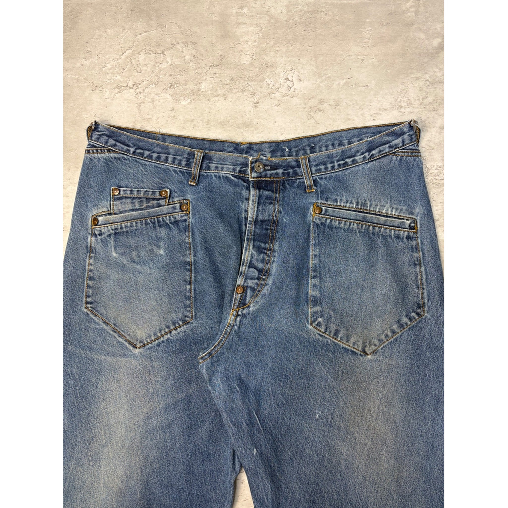 Vintage Y2K Evisu Two Tone Pocket Logo Medium Wash Denim Pants Size 40
