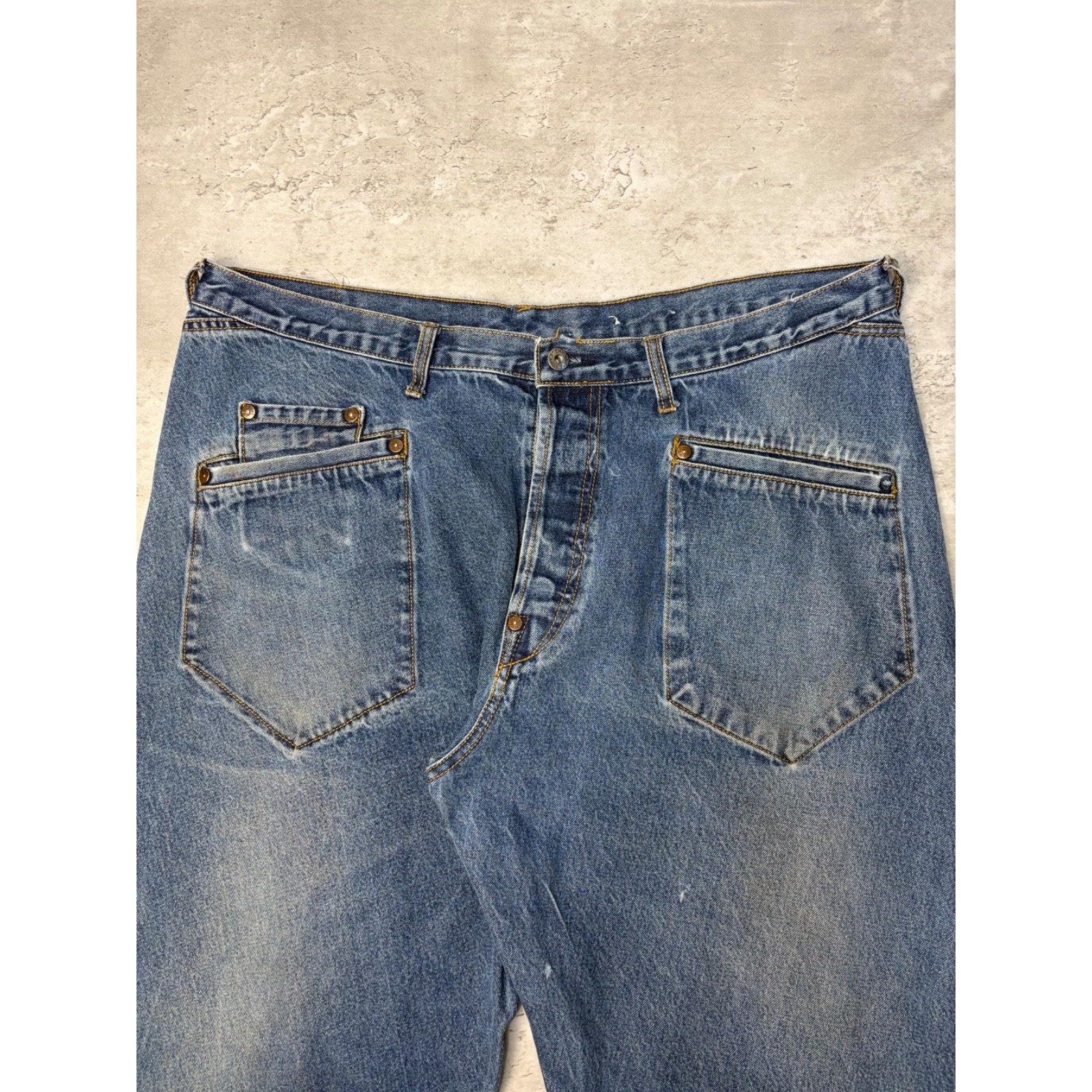 Vintage Y2K Evisu Two Tone Pocket Logo Medium Wash Denim Pants Size 40