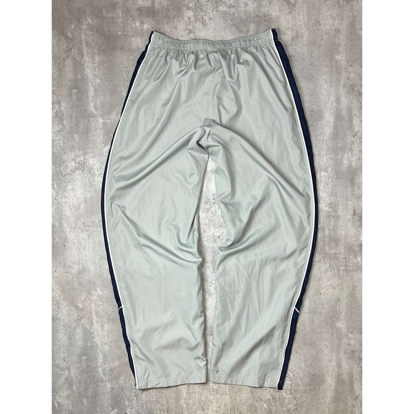 Vintage 90s Drill Embroidered Spellout Two Tone Nylon Track Pants Size Medium