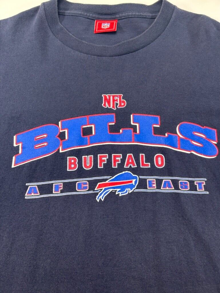 Buffalo Bills NFL Arc Spellout Logo Graphic T-Shirt Size XL Blue