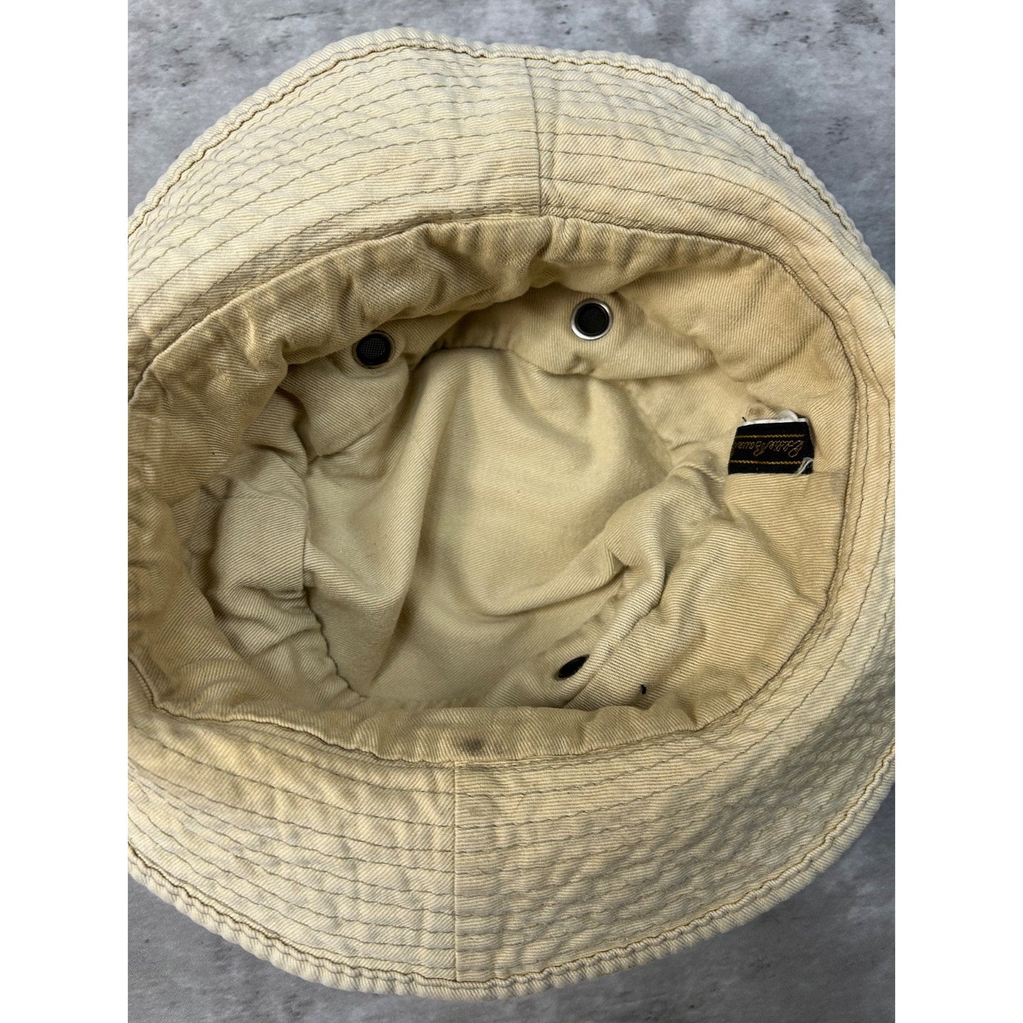 Vintage 90s Eddie Bauer Beige Canvas Fishing Bucket Hat OSFA