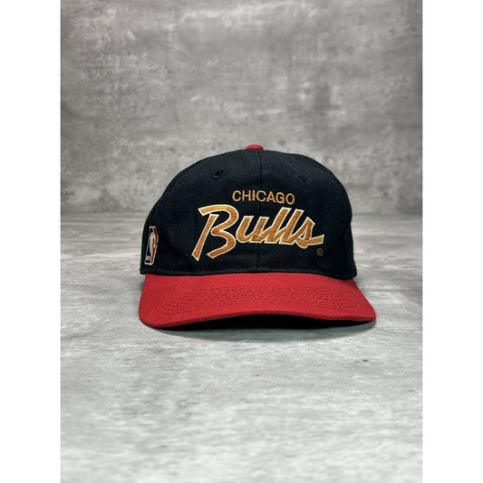 Vintage 90s Chicago Bulls NBA Sports Specialties Script Snapback Hat OSFA