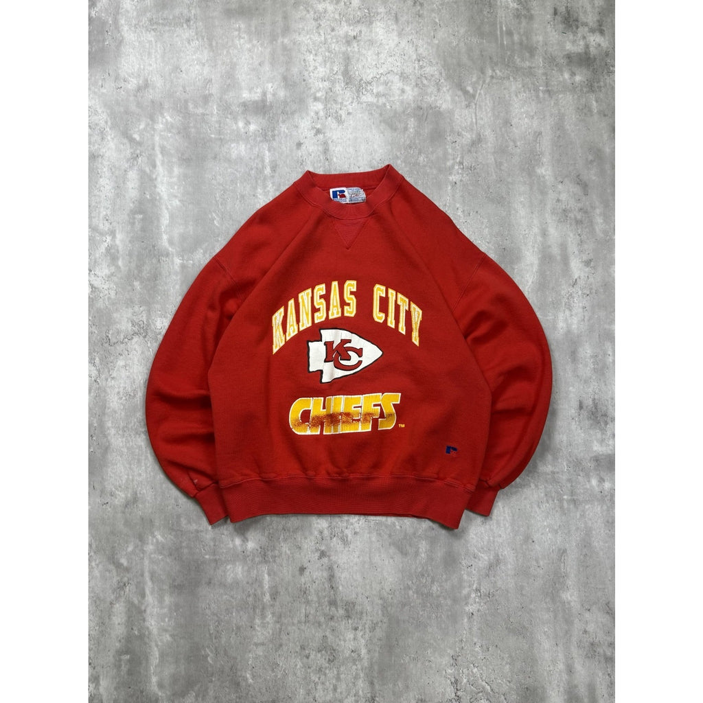Vintage 90s Kansas City Chiefs NFL Graphic Spellout Football Sweatshirt Sz Large