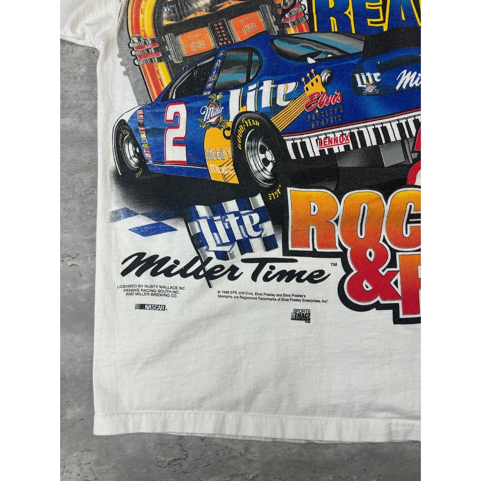 1998 Rusty Wallace #2 Elvis Nascar Racing All Over Print T-Shirt Size Large
