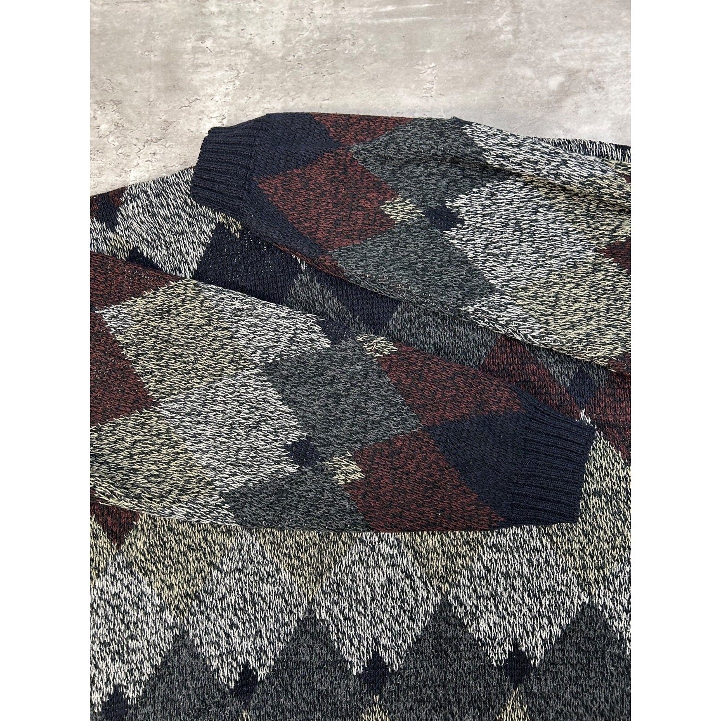 Vintage Puritan Diamond Stripe Print Pullover Knit Sweater Size Medium