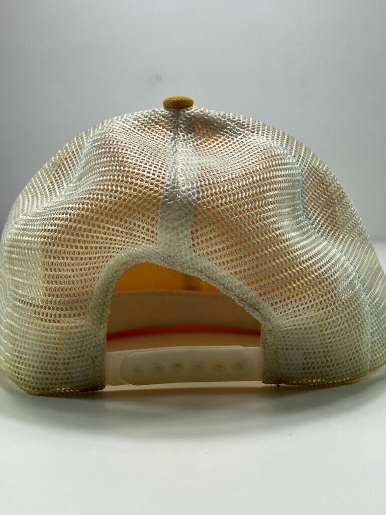 Vintage 80s Blank Mesh Trucker Snapback Hat OSFA Yellow