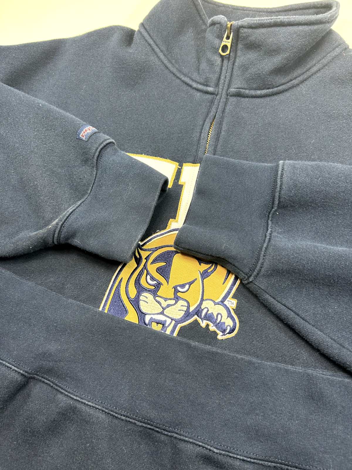 Vintage FIU NCAA Embroidered Half Zip Collegiate Sweatshirt Size 2XL Navy Blue