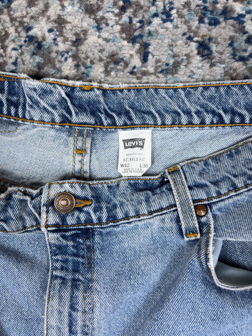 Vintage Levi's 540 Brown Tab Relaxed Fit Light Wash Denim Pants Sz 36