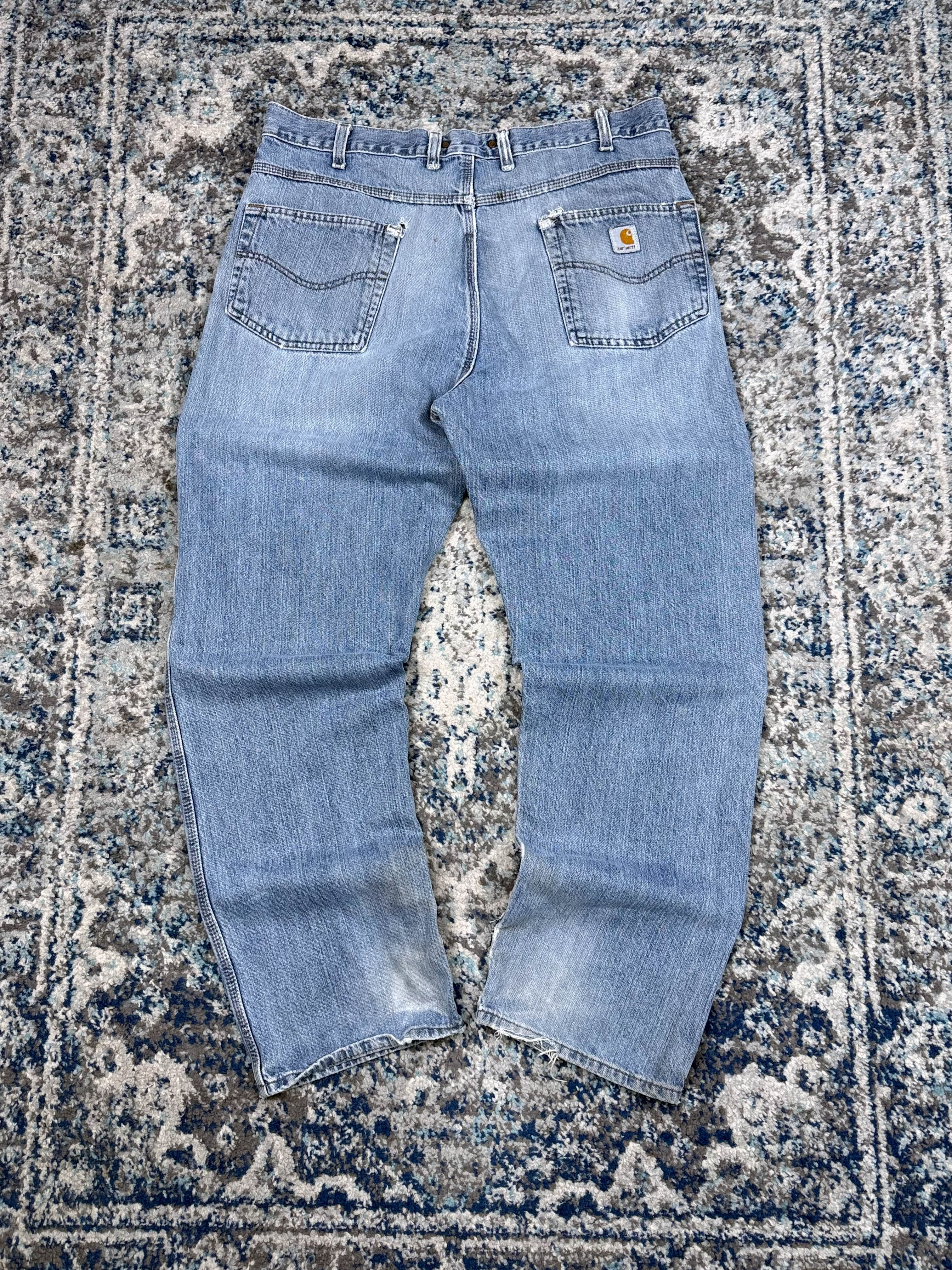 Vintage Carhartt Medium Wash Denim Workwear Pants Size 37