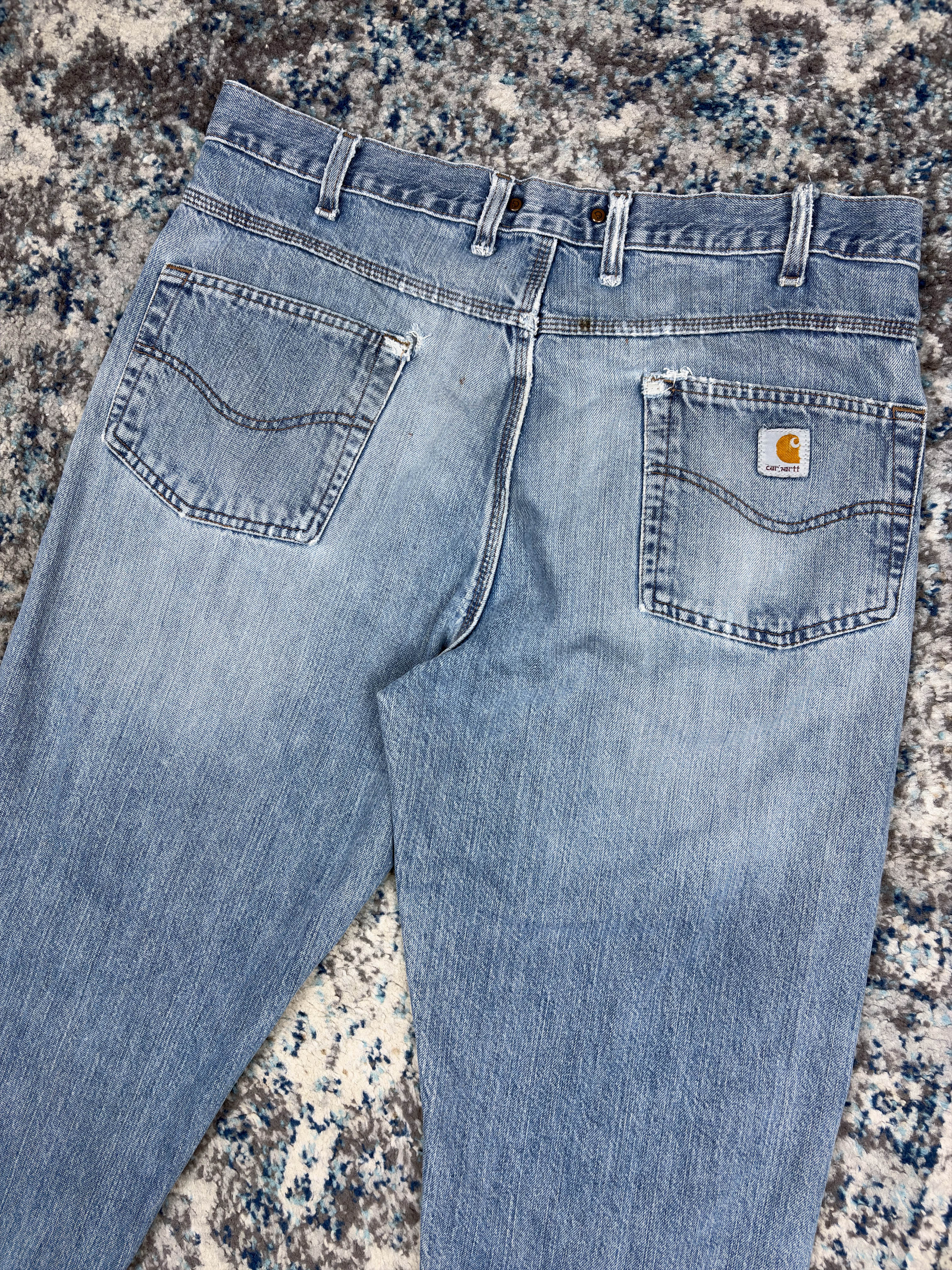 Vintage Carhartt Medium Wash Denim Workwear Pants Size 37