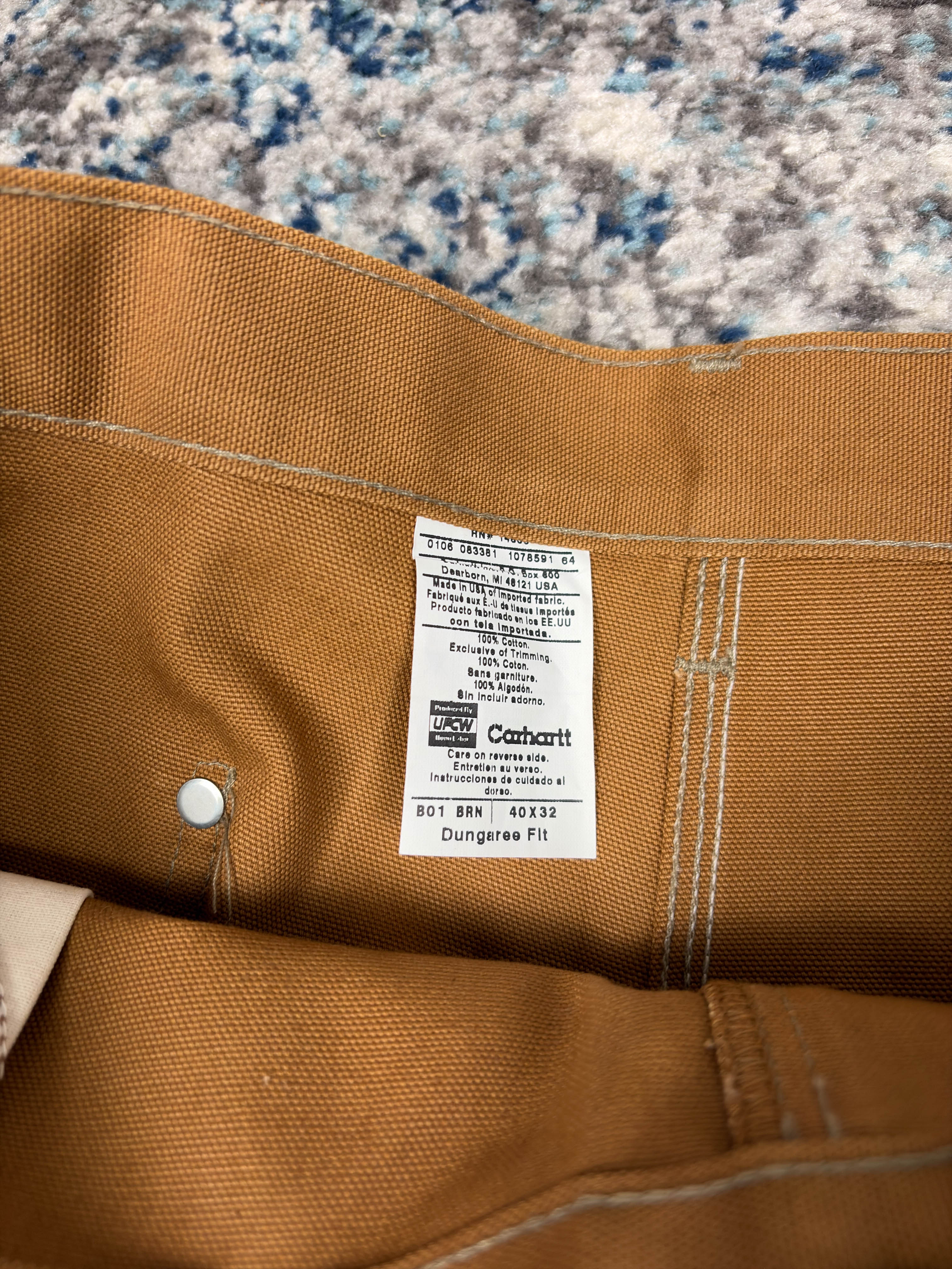 Vintage Carhartt Dungaree Fit Double Knee Workwear Pants Size 40