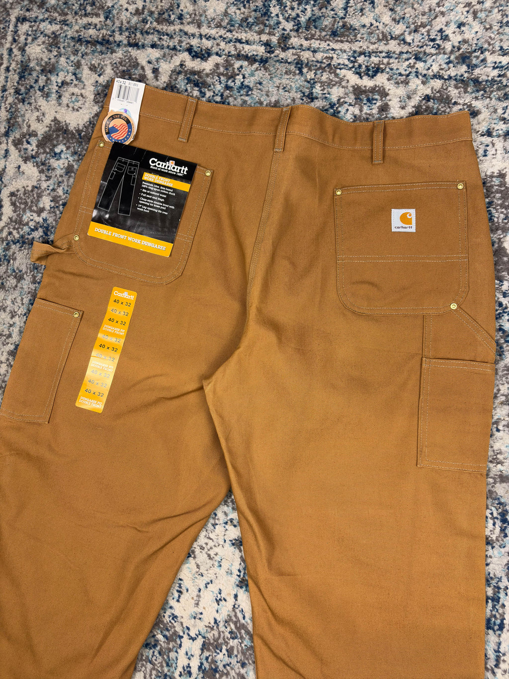 Vintage Carhartt Dungaree Fit Double Knee Workwear Pants Size 40