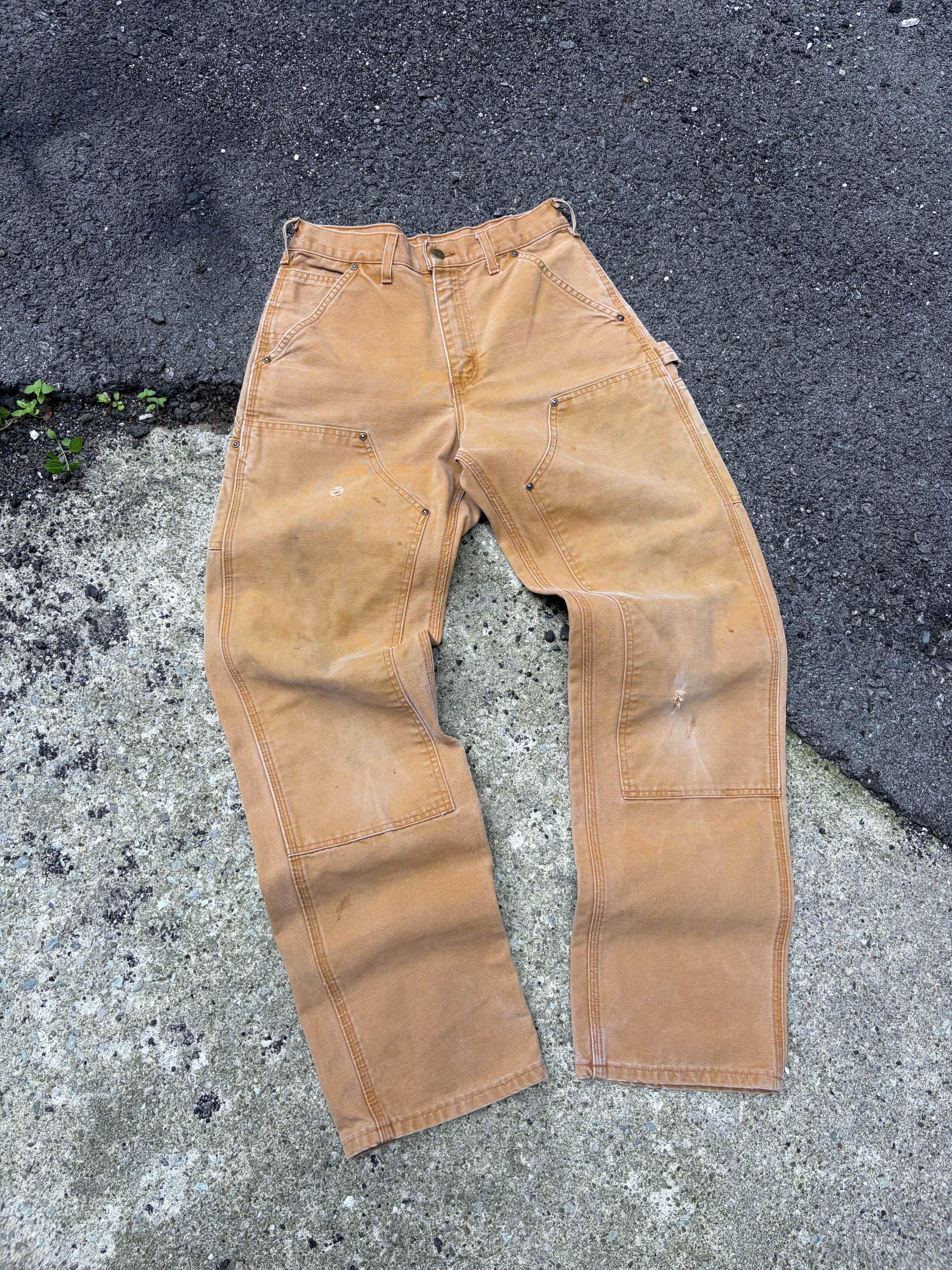 Vintage Carhartt Canvas Workwear Dungaree Double Knee Pants Size 28