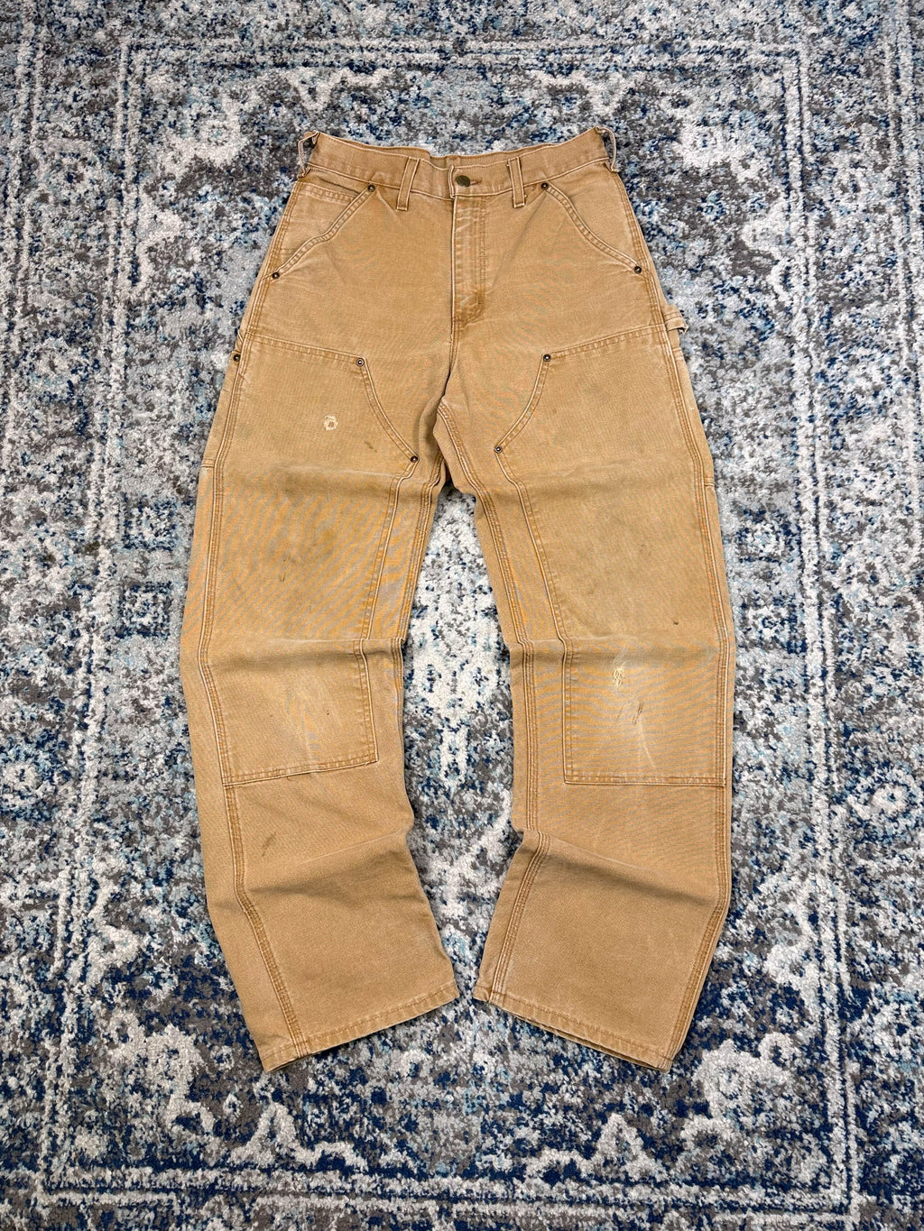 Vintage Carhartt Canvas Workwear Dungaree Double Knee Pants Size 28