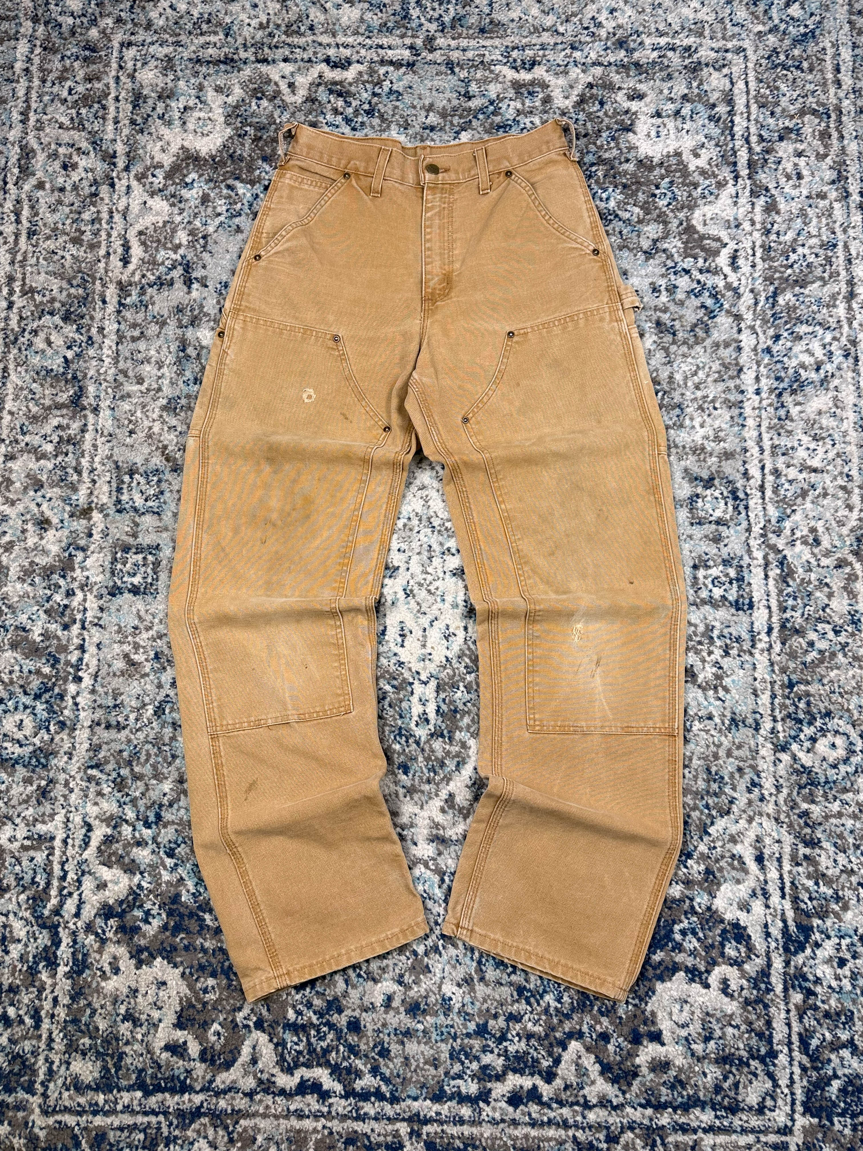 Vintage Carhartt Canvas Workwear Dungaree Double Knee Pants Size 28
