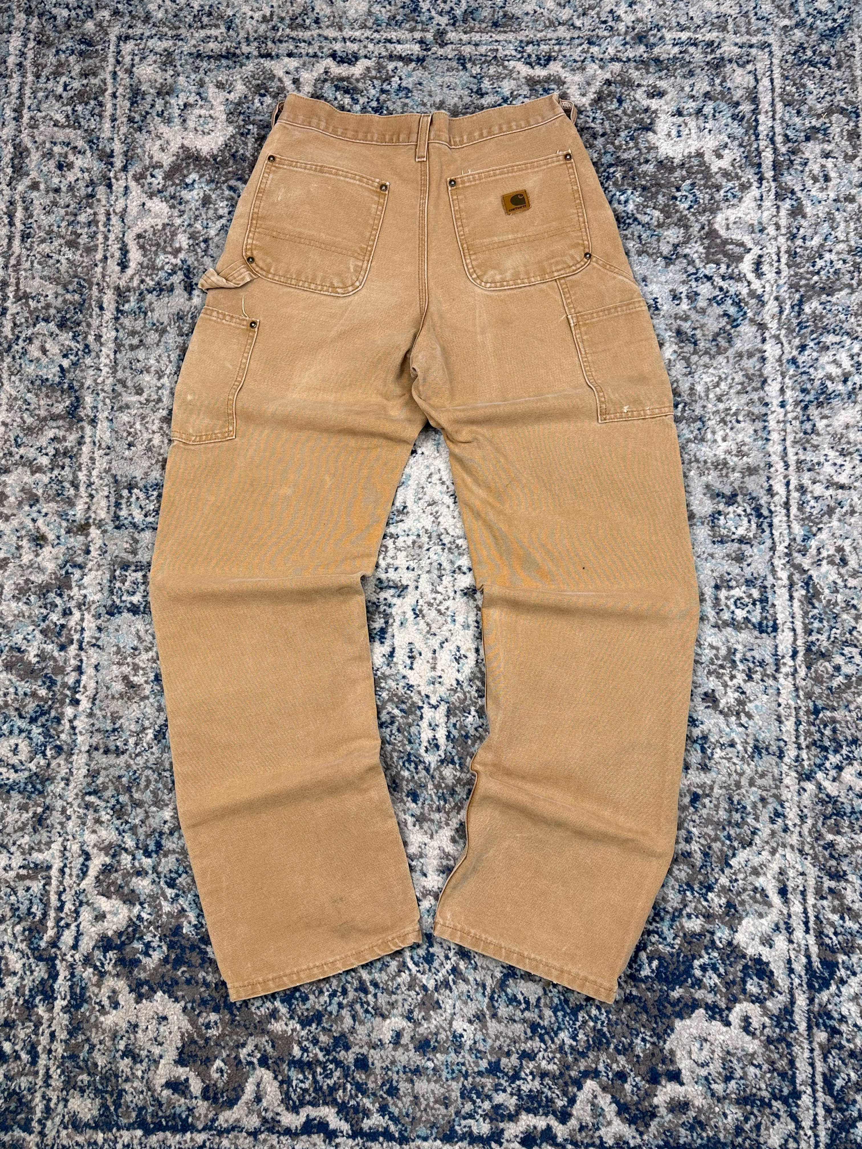 Vintage Carhartt Canvas Workwear Dungaree Double Knee Pants Size 28
