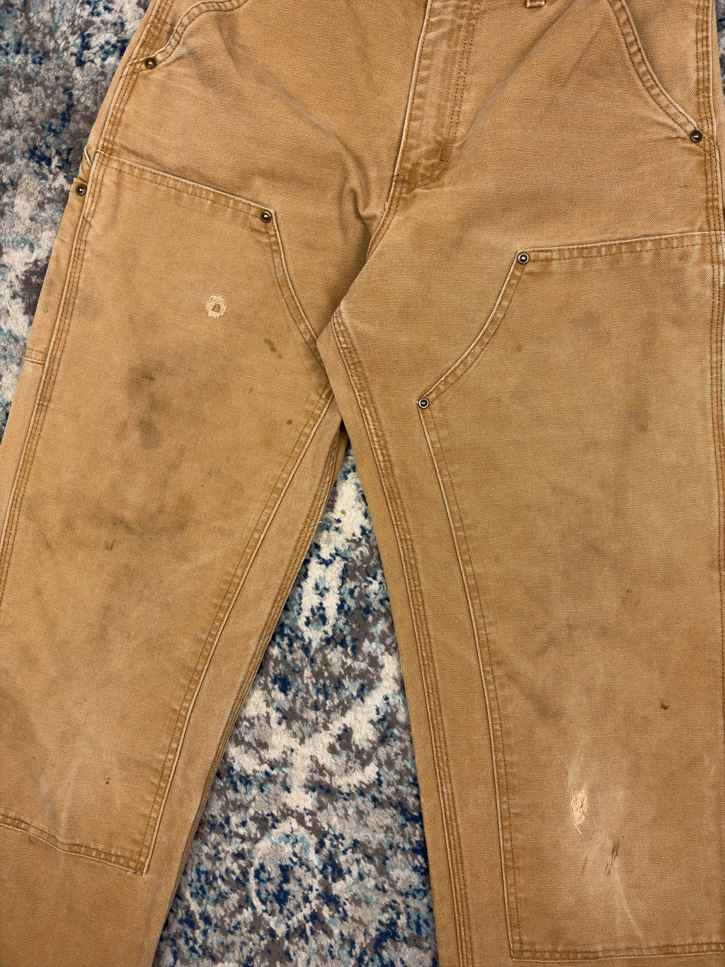 Vintage Carhartt Canvas Workwear Dungaree Double Knee Pants Size 28