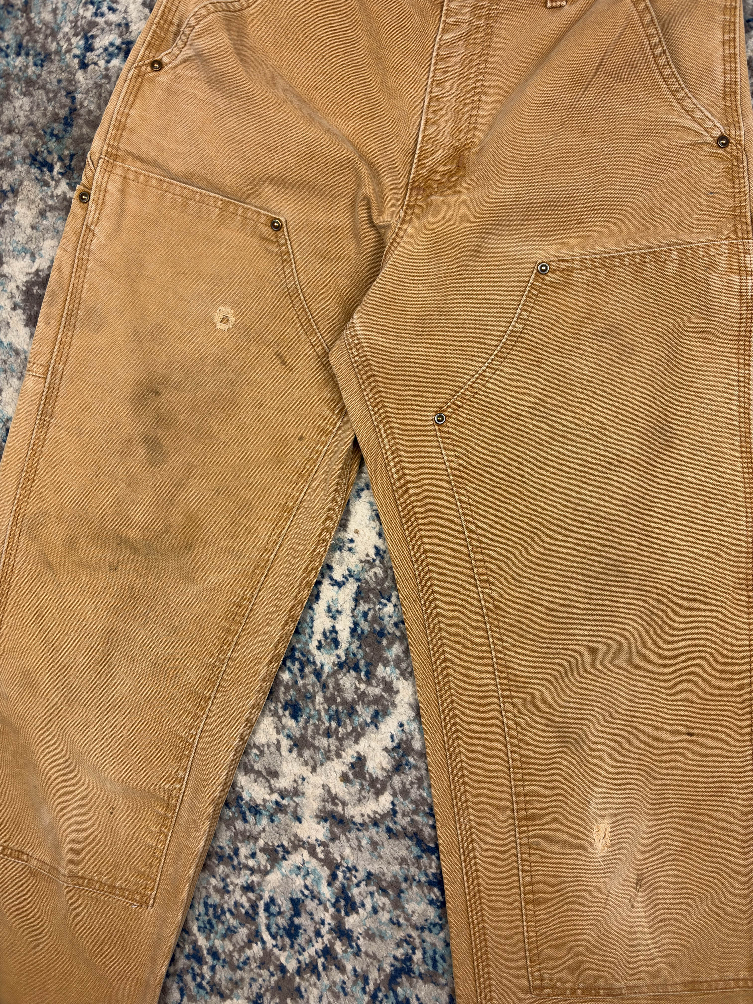 Vintage Carhartt Canvas Workwear Dungaree Double Knee Pants Size 28