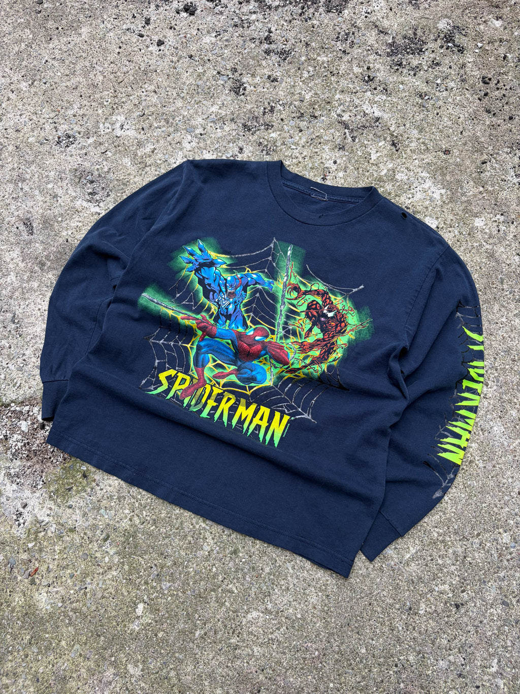 Vintage 2002 Spiderman Marvel Movie Promo Long Sleeve T-Shirt Size YOUTH XL