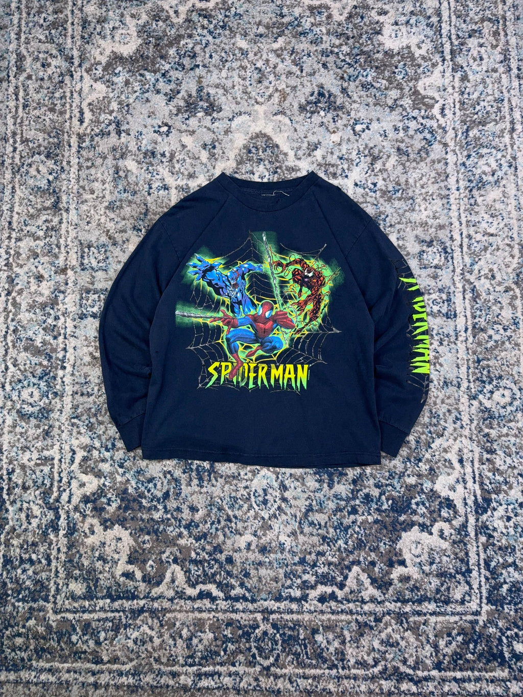 Vintage 2002 Spiderman Marvel Movie Promo Long Sleeve T-Shirt Size YOUTH XL