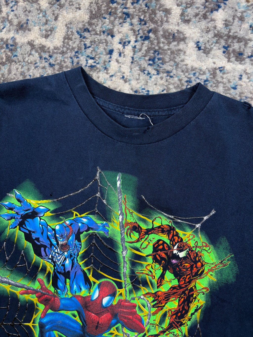 Vintage 2002 Spiderman Marvel Movie Promo Long Sleeve T-Shirt Size YOUTH XL