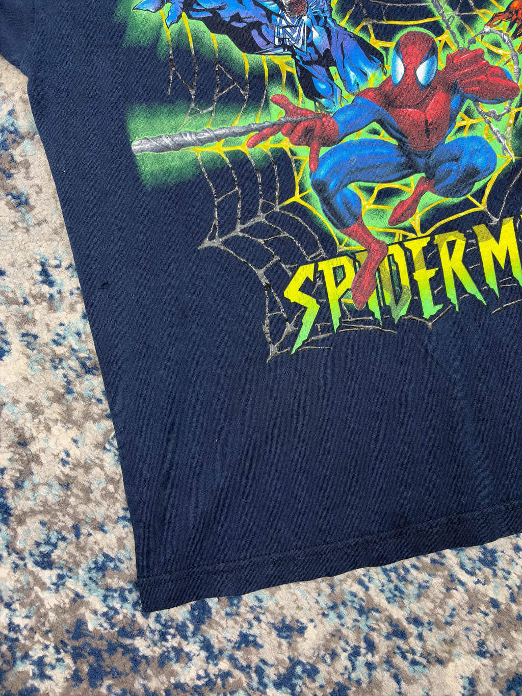 Vintage 2002 Spiderman Marvel Movie Promo Long Sleeve T-Shirt Size YOUTH XL