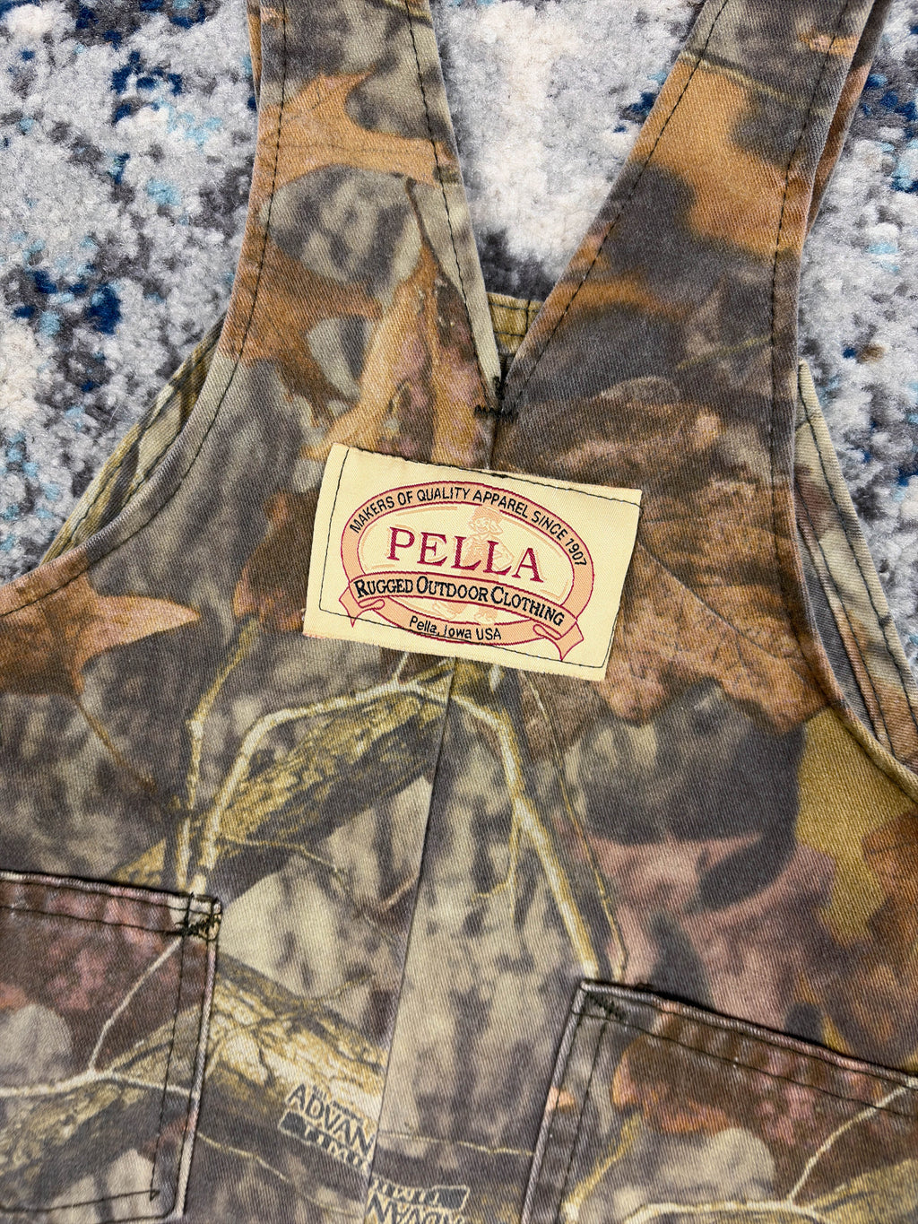 Vintage Pella Advantage Timber Camo Overall Pants Size XS YOUTH