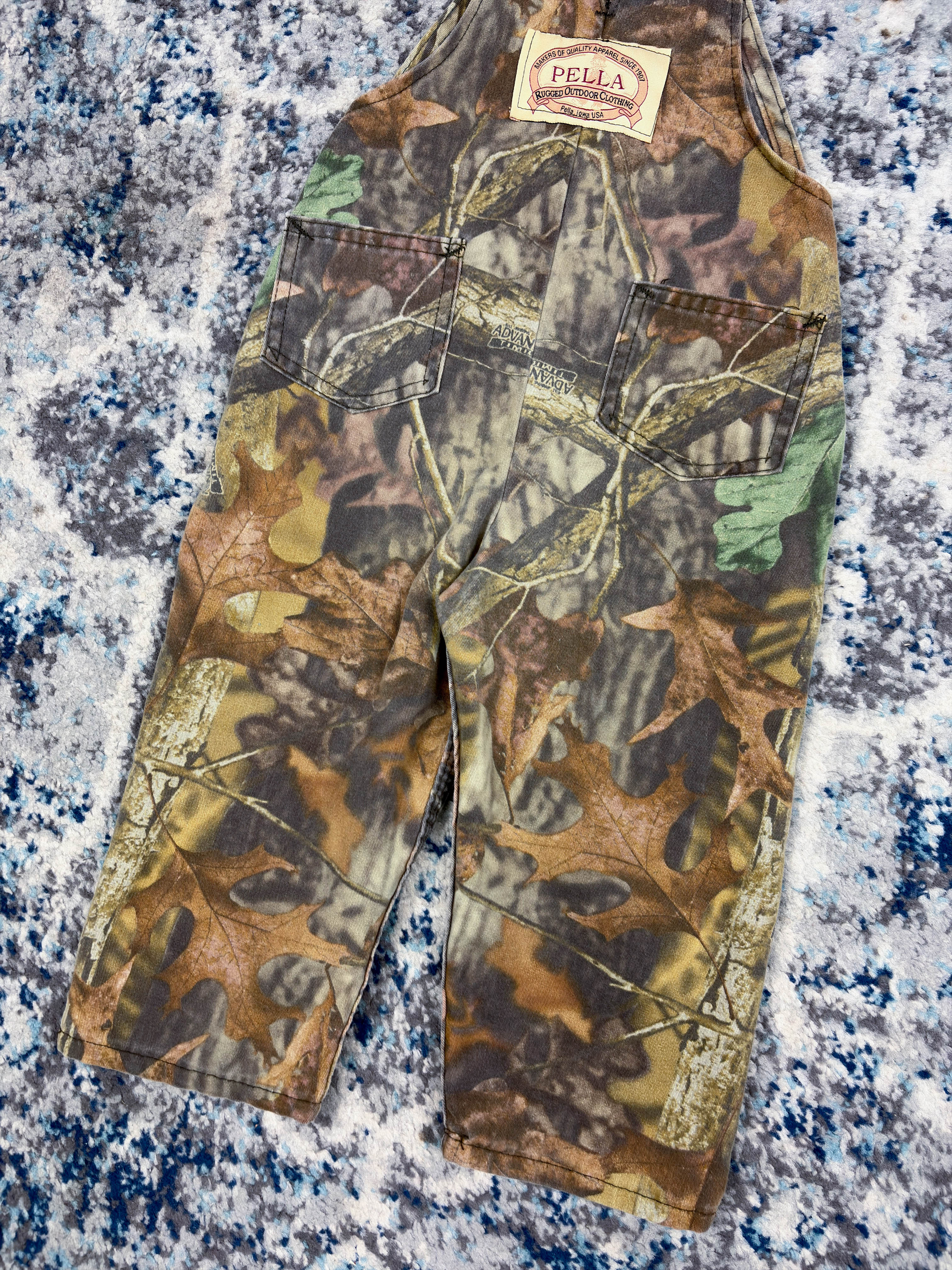 Vintage Pella Advantage Timber Camo Overall Pants Size XS YOUTH