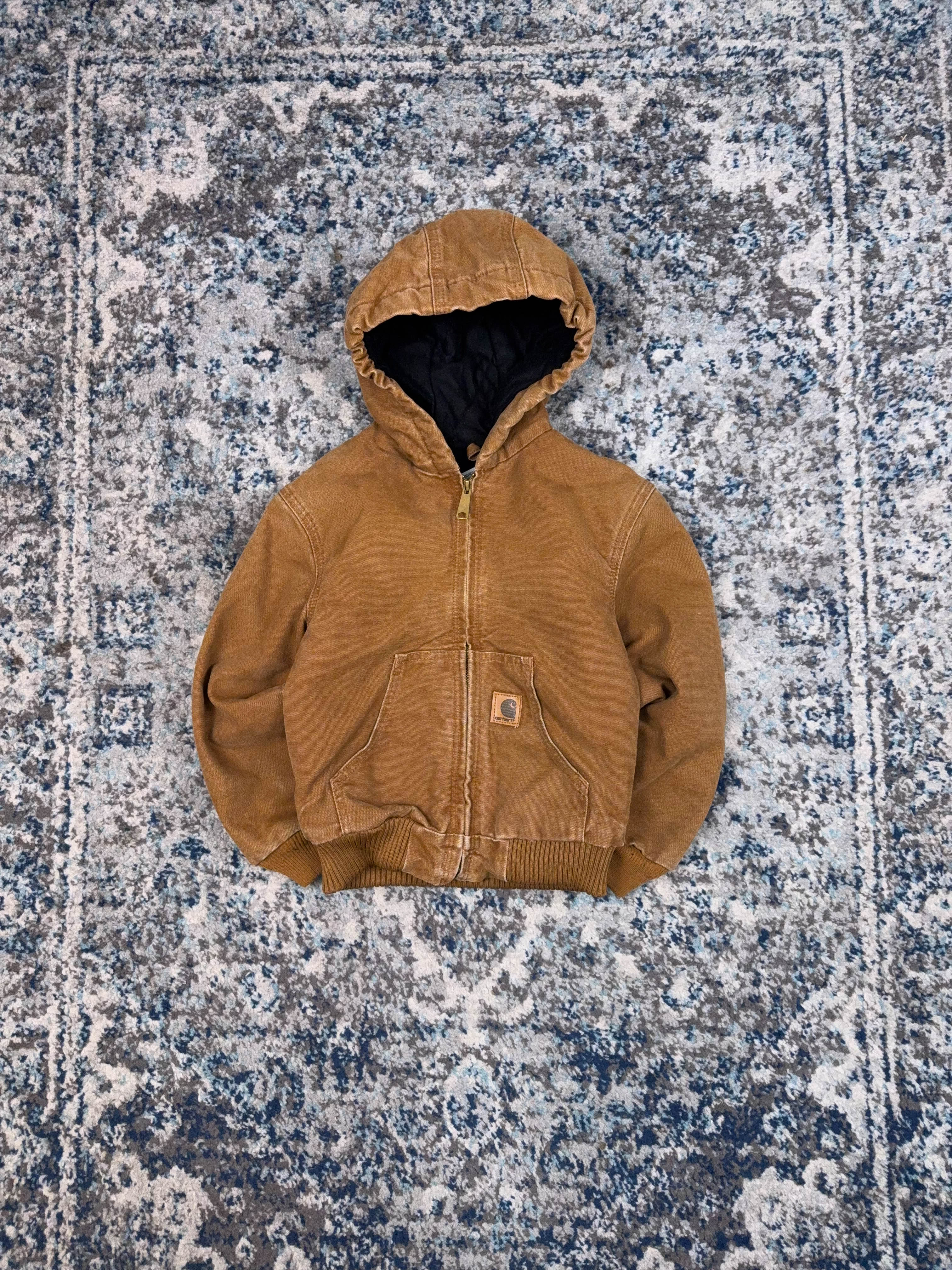 Vintage Carhartt Insulated Hooded Active Jacket Size YOUTH S (6/7)
