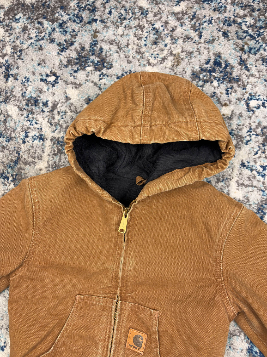 Vintage Carhartt Insulated Hooded Active Jacket Size YOUTH S (6/7)