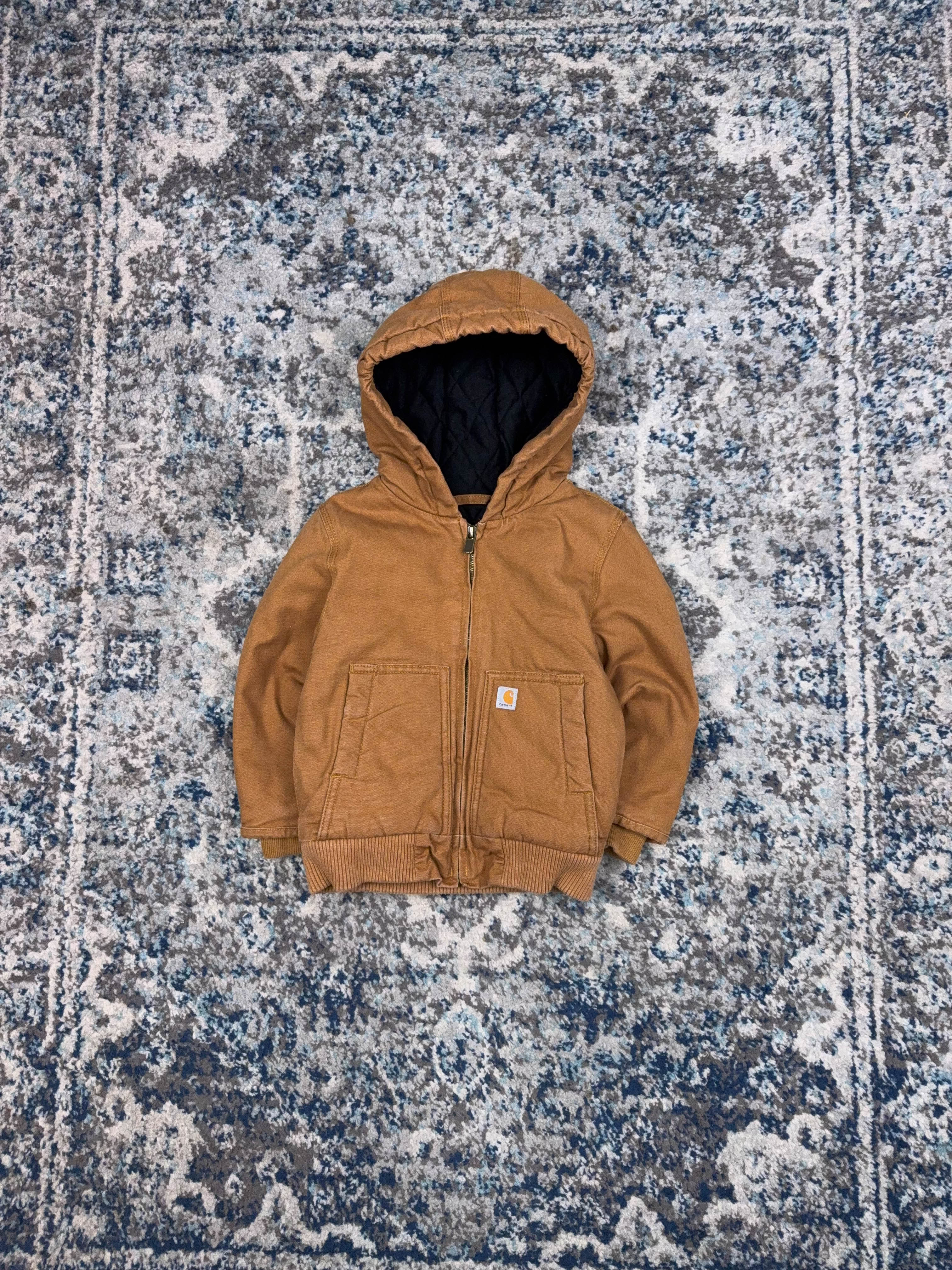 Vintage Carhartt Insulated Workwear Hooded Active Jacket Size YOUTH 4T