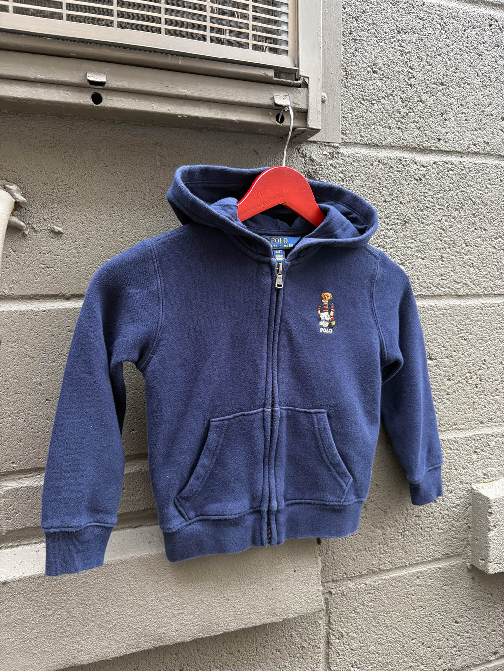 Vintage Polo Ralph Lauren Embroidered Full Zip Hooded Sweatshirt Size YOUTH 4/4T