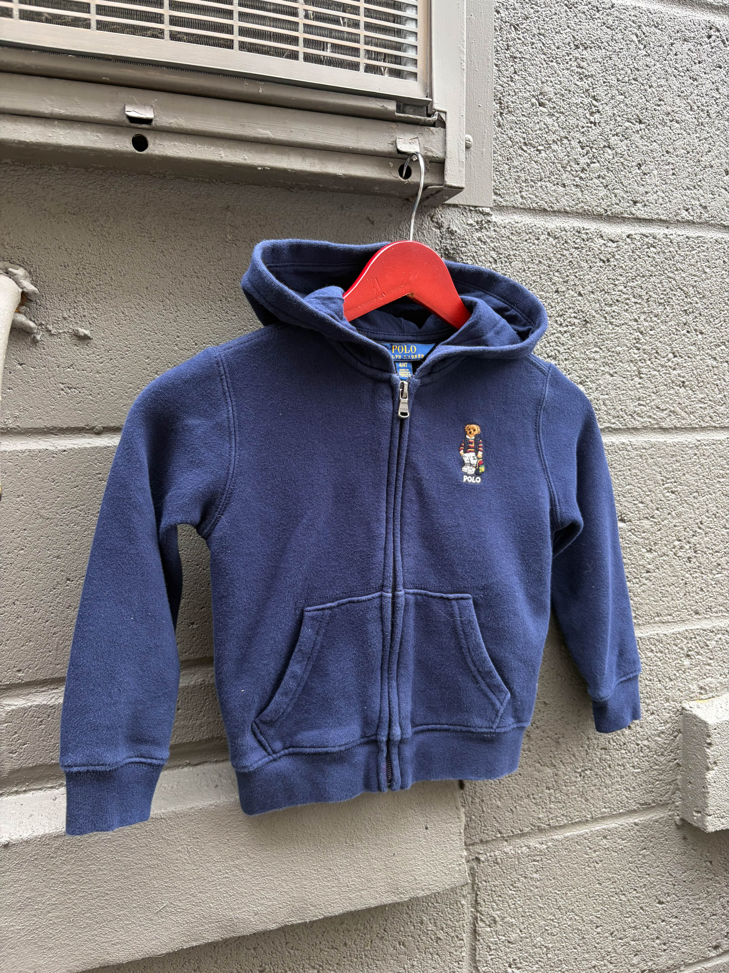 Vintage Polo Ralph Lauren Embroidered Full Zip Hooded Sweatshirt Size YOUTH 4/4T